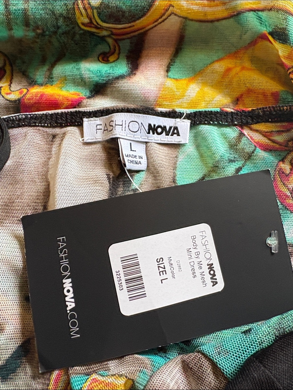 LAST CHANCE NEW Large Body By Me Mesh Mini Dress Turquoise Multicolor NWT - Picture 4 of 5